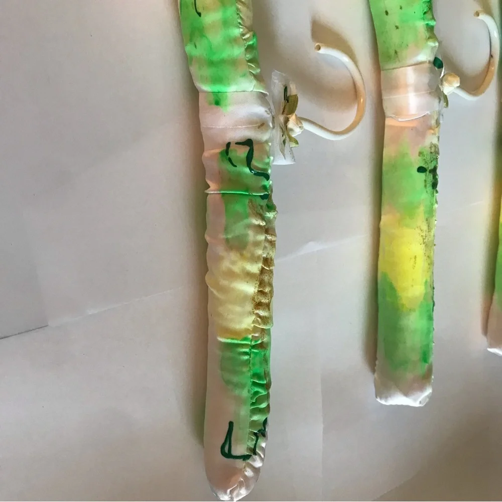 New Four Satin Hangers Designed and Hand Painted by Artist